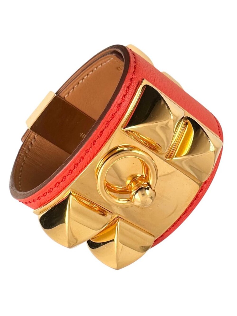 Hermes Collier de Chien Bangle Calf Red Bracelet